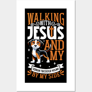 Jesus and dog - Serbian Tricolour Hound Posters and Art